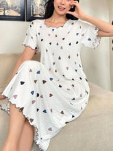Colorful Heart Print Short Sleeve Sleepshirt Lingerie